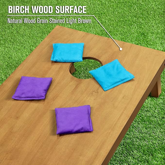 GoSports 4 ft x 2 ft Regulation Size Wooden Cornhole Boards Set - Includes Carrying Case - Full