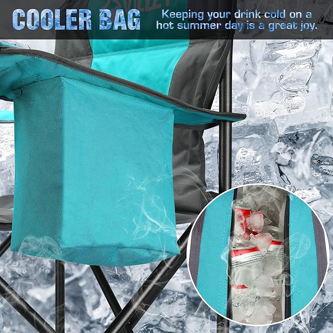 VILLEY Camping Chair, Oversized Folding Camp Chair, Portable Outdoor Chairs Support 400 LBS with