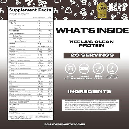 XEELA Plant Based Vegan Protein Powder - Independently Tested - 25g High Protein, Pea Protein for