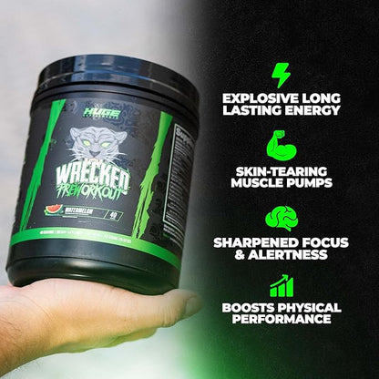 Wrecked Pre Workout Powder, Advanced Formula, Boosts Energy, Focus, Pumps & Performance, 10g