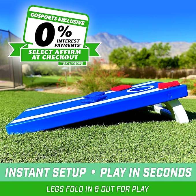 GoSports 4 x 2 ft All Weather Cornhole Boards - American Flag, Red, or Blue - Game Set Includes 8