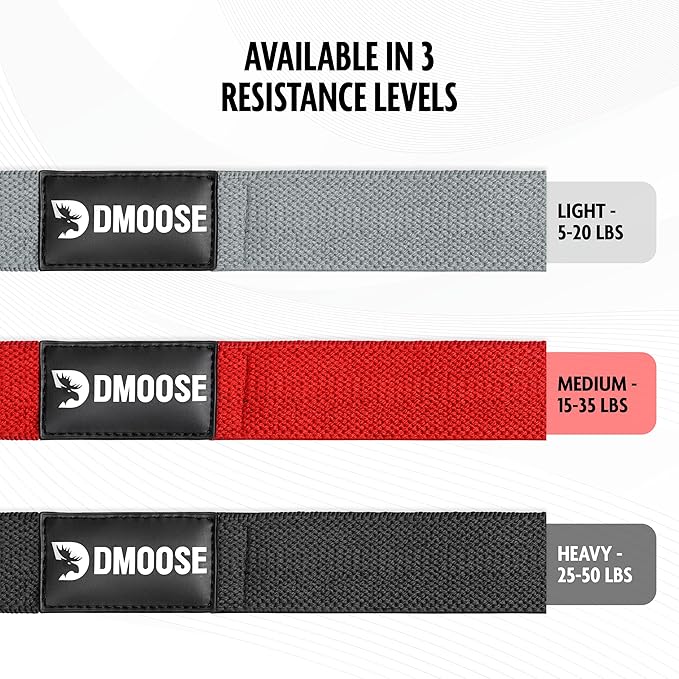 DMoose Fitness Fabric Resistance Bands for Full Body Exercises - Non-Slip Thick Cloth Stretch Band