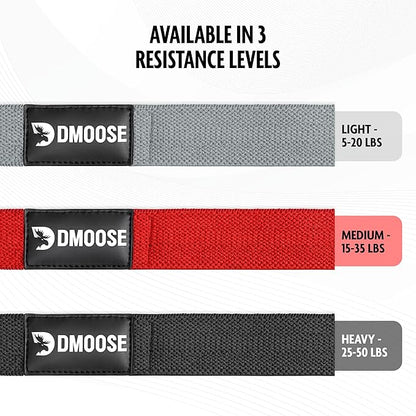 DMoose Fitness Fabric Resistance Bands for Full Body Exercises - Non-Slip Thick Cloth Stretch Band