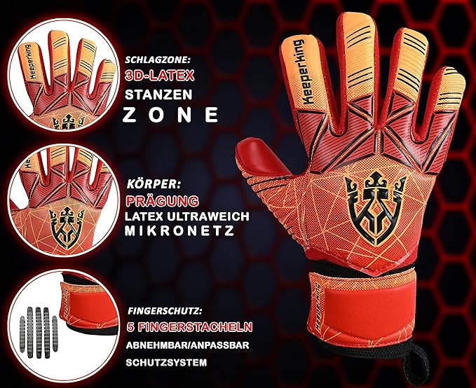 Soccer Goalie Goalkeeper Gloves for Kids Boys Youth & Adult,Latex Strong Grip Palms with Removable