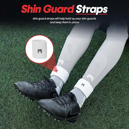 Soccer Grip Socks, Shin Guards, Pre Cut Sock Sleeves, and Guard Straps Bundle Pack - Essential