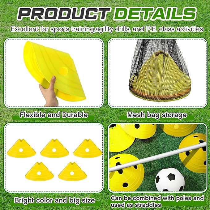 ShinyRelief Jumbo Disc Cones Jumbo Soccer Cones with Mesh Bag Giant Large Agility for Soccer