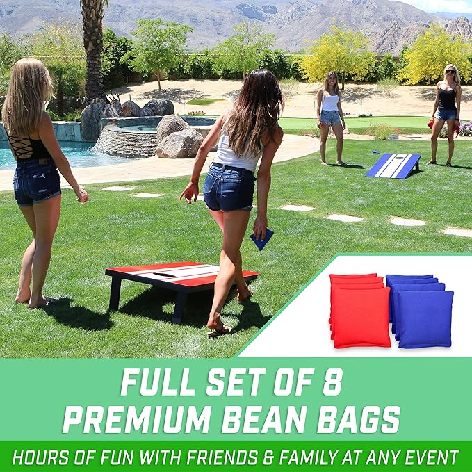 GoSports Portable Cornhole Sets, 8 Styles – Choose 4 x 2 ft or 3 x 2 ft - Boards Include 8 Bean