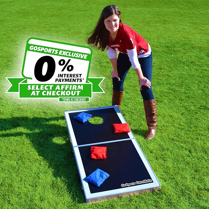 GoSports 4 x 2 ft Aluminum Cornhole Game Sets – Choose LED Lights or Standard - Set Includes 2