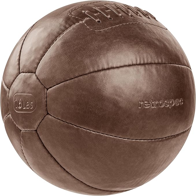Core Weighted Medicine Ball 4, 6, 8, 10, 12, 14, 16, 20, 25, 30 lbs, Soft Touch Vegan Leather with