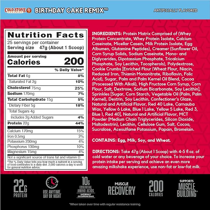 BSN Syntha-6 Whey Protein Powder, Cold Stone Creamery- Birthday Cake Remix Flavor, Micellar Casein