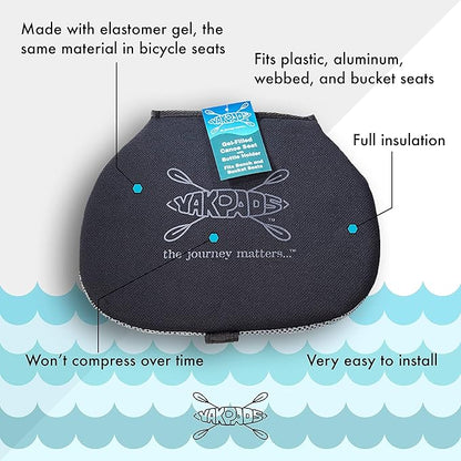 Cushioned Seat Pad, Gel Seat Pad for Canoes with Water Bottle/Thermos Holder, Portable Seat Cushion