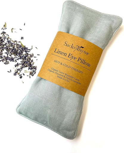 Organic Linen Eye Pillow - Lavender & Flaxseed for Relaxation, Yoga, Stress Relief - Microwavable