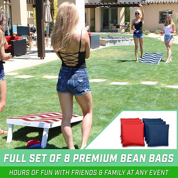 GoSports Portable Cornhole Sets, 8 Styles – Choose 4 x 2 ft or 3 x 2 ft - Boards Include 8 Bean