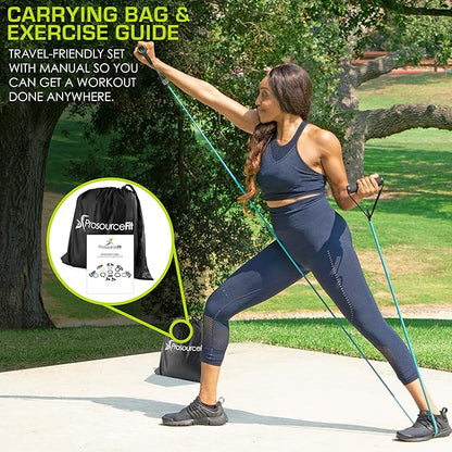 ProsourceFit Single Stackable Resistance Bands with Door Anchor and Exercise Guide, 5-8 LB, Heavy
