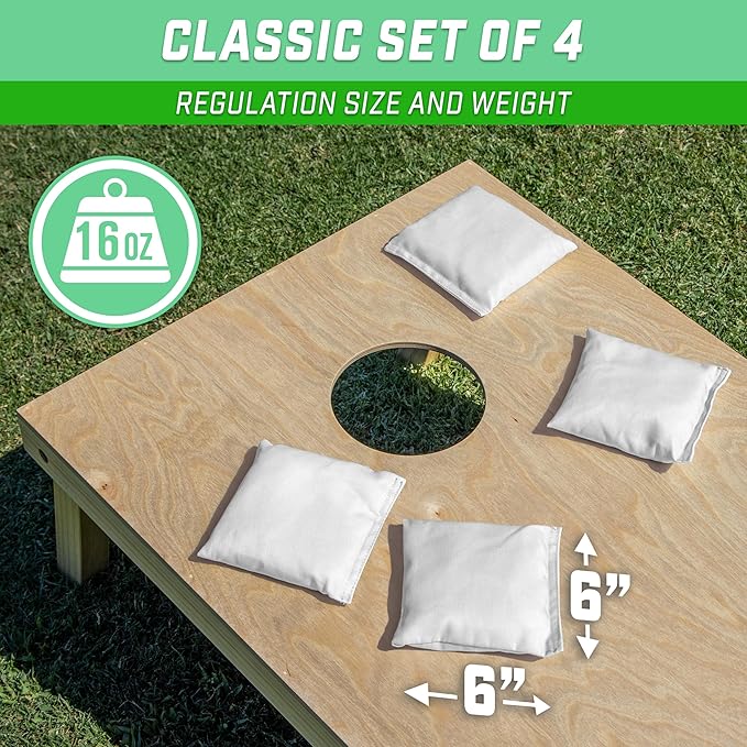 GoSports Classic Cornhole Bean Bags Set of 4-16 Colors Available - Regulation All Weather, Mix and