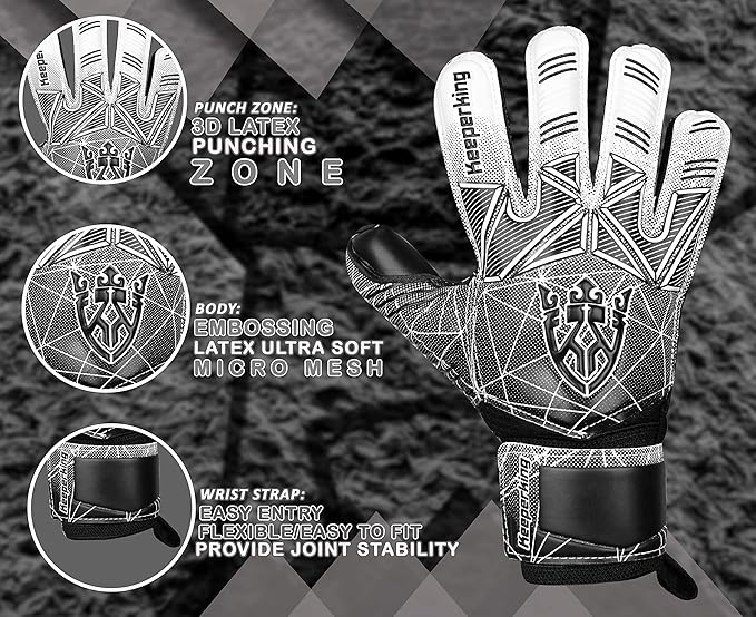 Soccer Goalie Goalkeeper Gloves for Kids Boys Youth & Adult,Latex Strong Grip Palms with Removable