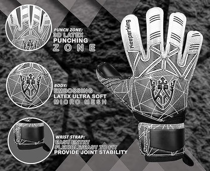Soccer Goalie Goalkeeper Gloves for Kids Boys Youth & Adult,Latex Strong Grip Palms with Removable