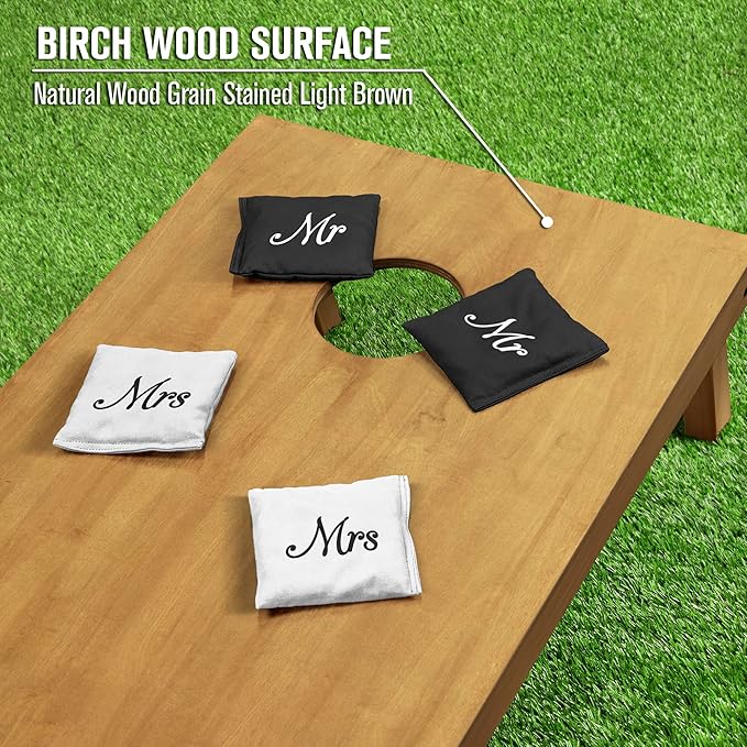 GoSports 4 ft x 2 ft Regulation Size Wooden Cornhole Boards Set - Includes Carrying Case - Full