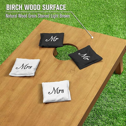 GoSports 4 ft x 2 ft Regulation Size Wooden Cornhole Boards Set - Includes Carrying Case - Full