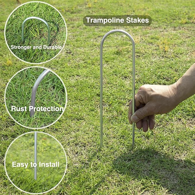 Heavy Duty Trampoline Stakes Anchors High Wind U Type Sharped Ends Safety Ground Anchors Galvanized