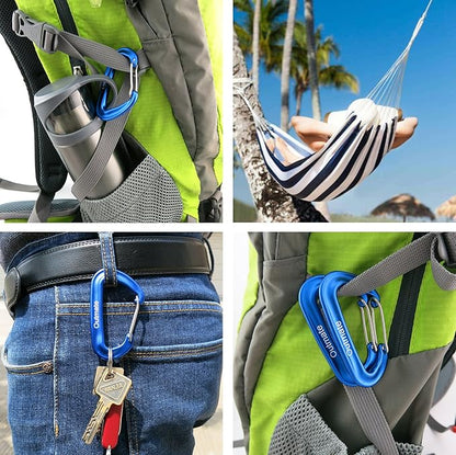 12kN 3.2"x2" Heavy-Duty Carabiner Clips - Durable, Lightweight Aluminum Alloy Carabiners for