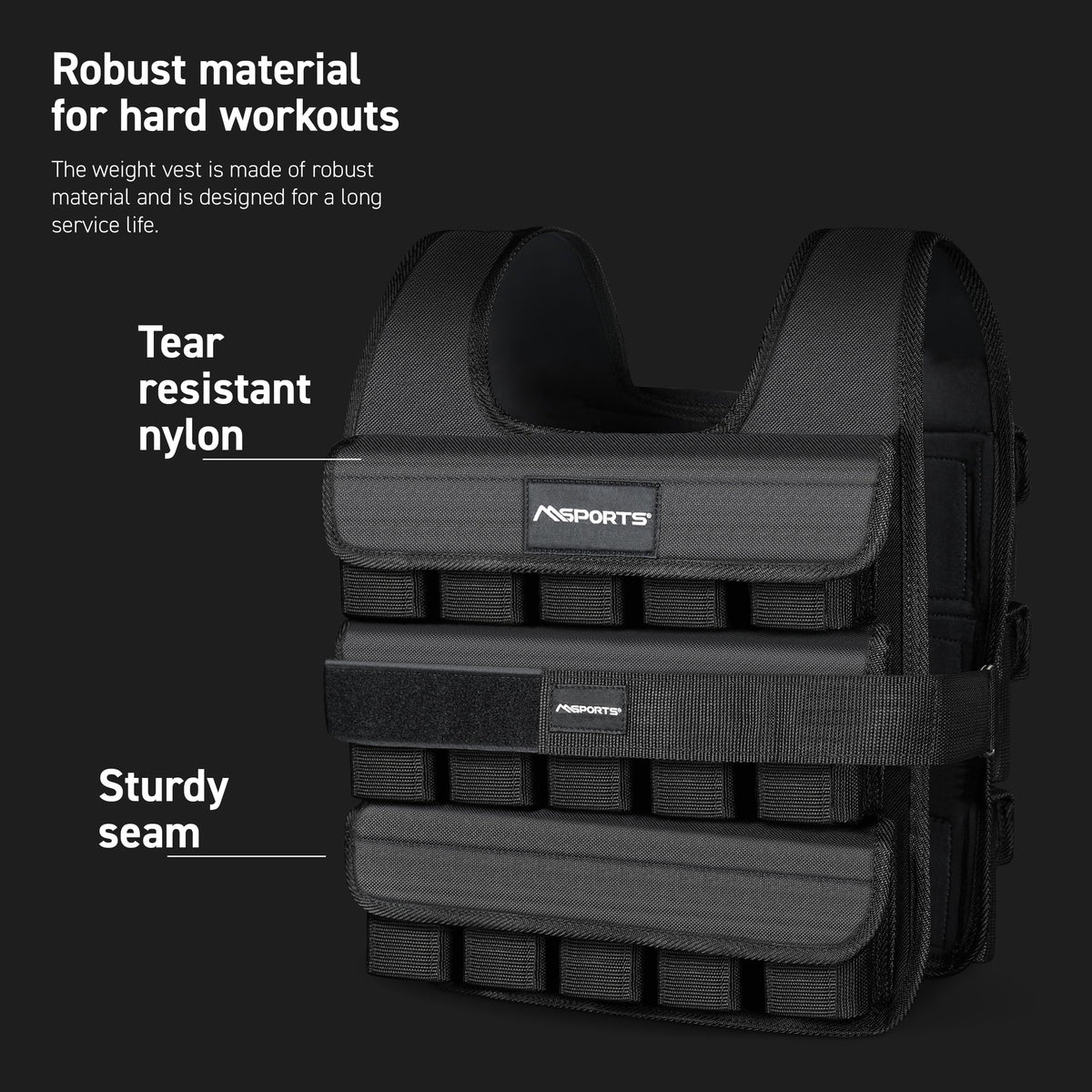 MSPORTS Premium Weighted Vest for Women & Men – Adjustable 11–65 lb, Running Vest, Walking Weighted