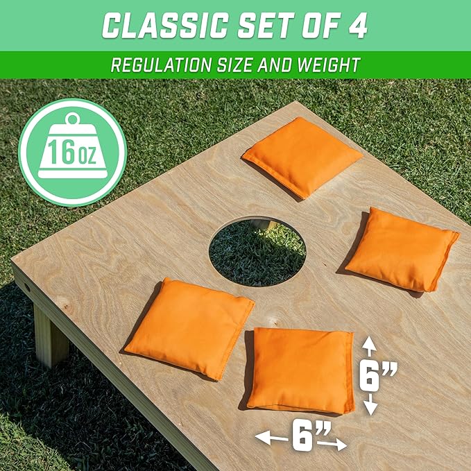 GoSports Classic Cornhole Bean Bags Set of 4-16 Colors Available - Regulation All Weather, Mix and