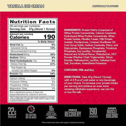 BSN SYNTHA-6 Whey Protein Powder, Vanilla Milk Isolate Protein Powder with Micellar Casein, Ice