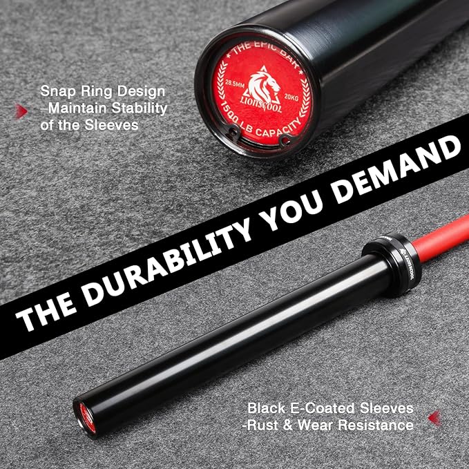 LIONSCOOL 7FT Olympic Barbell for Weightlifting, Power Lifting, 2 Inch Strength Training Bar for