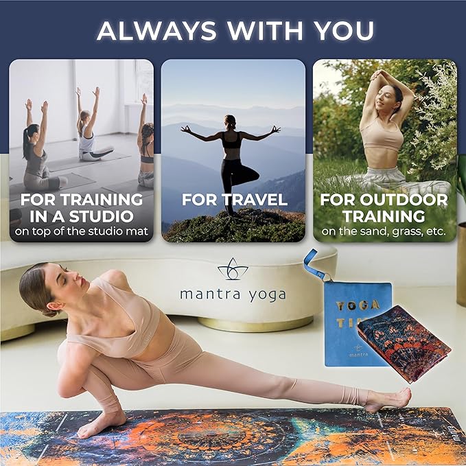 Mantra Yoga Travel PRO 1.5mm - Foldable Fitness & Exercise Mat with Bag | Lightweight, Compact &
