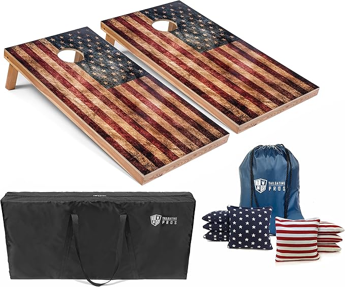 Tailgating Pros Cornhole Boards - 4'x2' Lightweight Cornhole Game- Includes Carrying Case, Set of 8