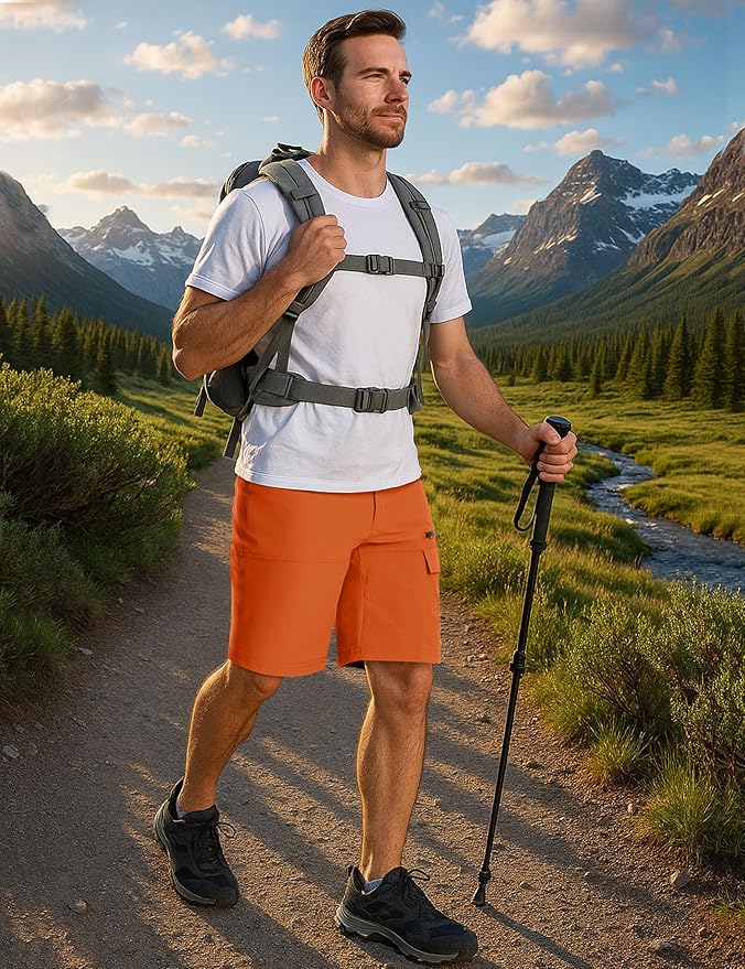 CRYSULLY Men's Hiking Cargo Shorts Outdoor Summer Lightweight Quick Dry Work Casual Shorts with 5