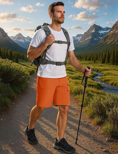CRYSULLY Men's Hiking Cargo Shorts Outdoor Summer Lightweight Quick Dry Work Casual Shorts with 5