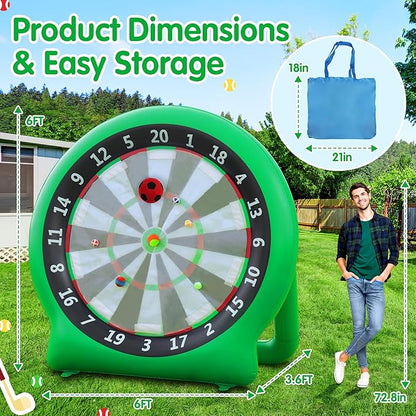 6FT Inflatable Dartboard, Giant Kick Darts Soccer Darts Golf & Throw Dart with Air Pump, Giant