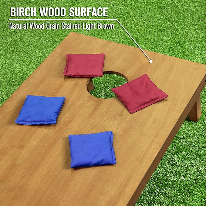 GoSports 4 ft x 2 ft Regulation Size Wooden Cornhole Boards Set - Includes Carrying Case - Full