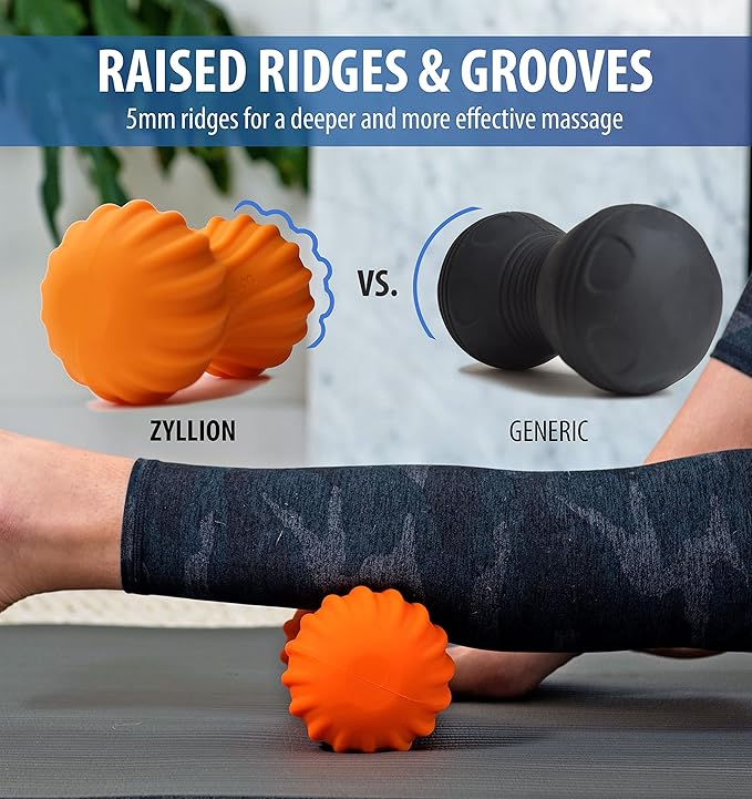 Zyllion Vibrating Peanut Massage Ball with 4 Modes - Cordless Rechargeable Electric Deep Tissue