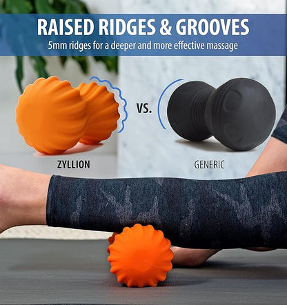 Zyllion Vibrating Peanut Massage Ball with 4 Modes - Cordless Rechargeable Electric Deep Tissue