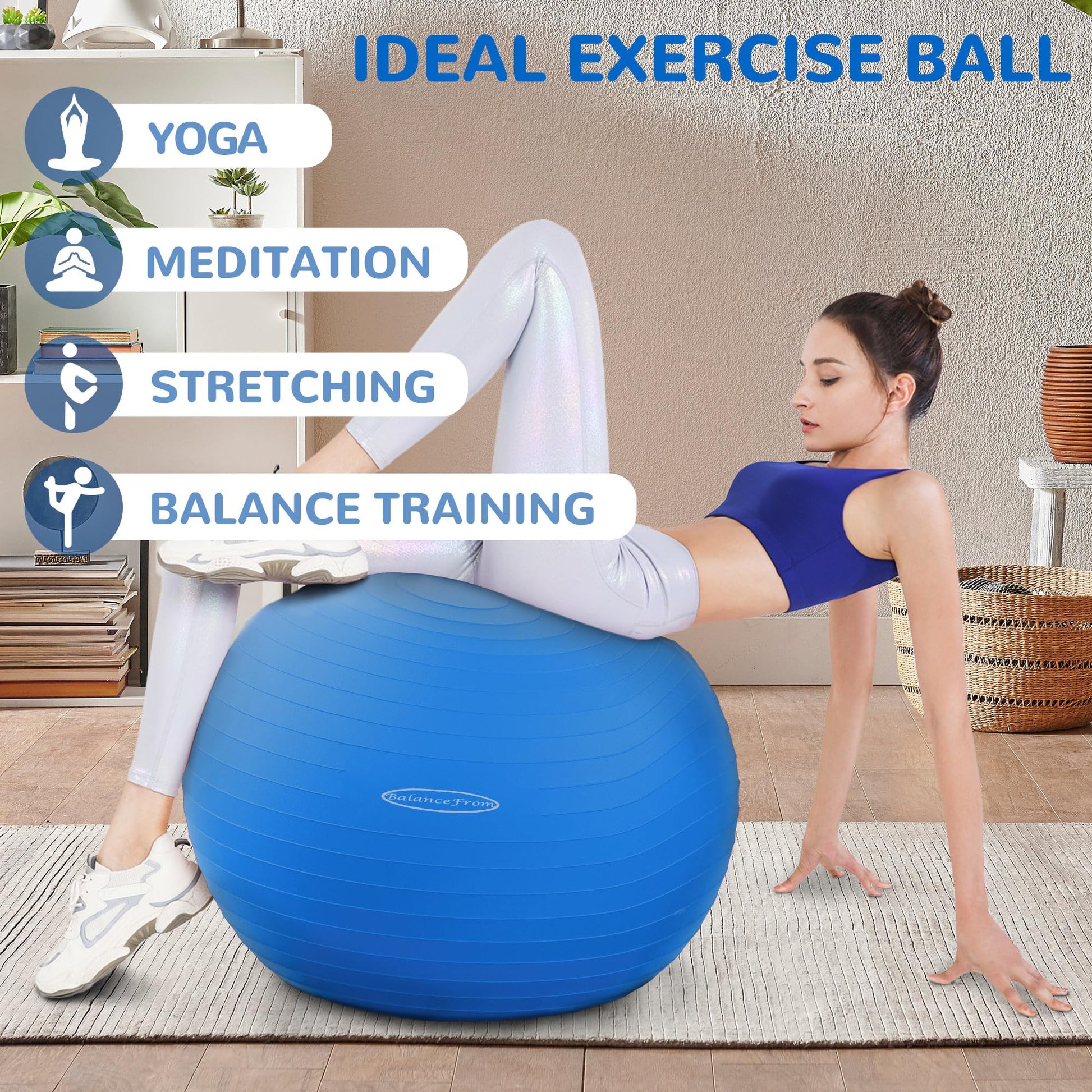 Fitvids Anti-Burst and Slip Resistant Exercise Ball Yoga Ball Fitness Ball Birthing Ball with Quick