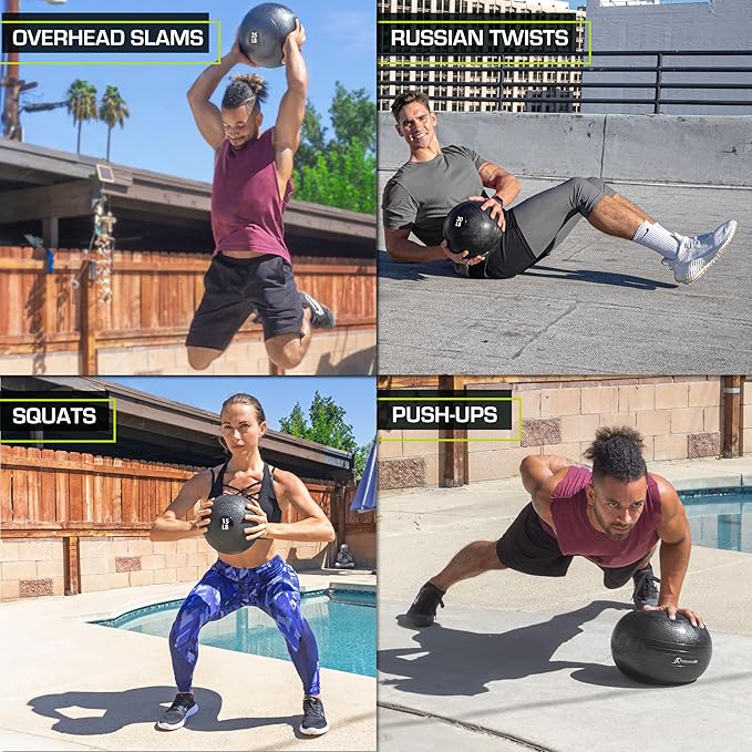 ProsourceFit Slam Medicine Balls 5, 10, 15, 20, 25, 30, 50lbs Smooth and Tread Textured Grip Dead
