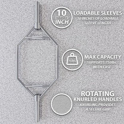 Synergee 20kg and 25kg Chrome or Black Olympic Hex Barbell Trap Bar with Rotating, Flat or Raised