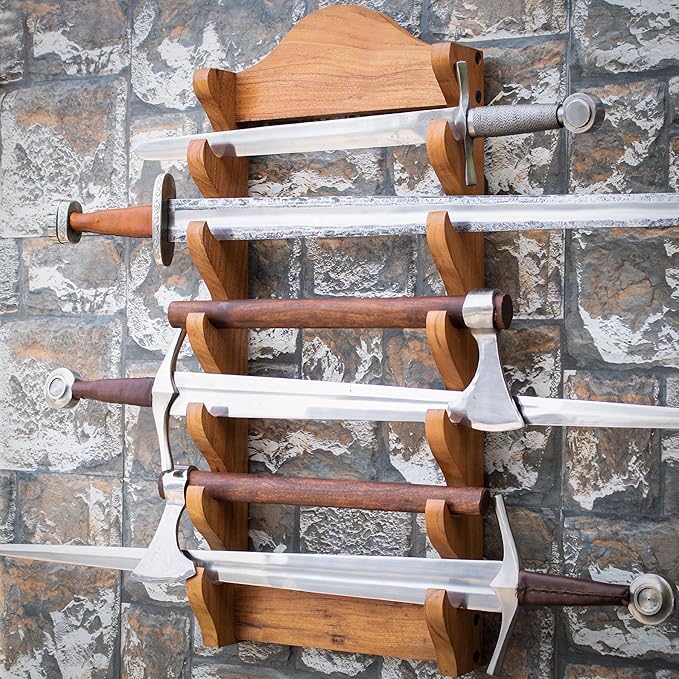 Mythrojan Medieval Sword Wall Mount Samurai Sword Display Stand Katana Sword Holder Gladiator Sword