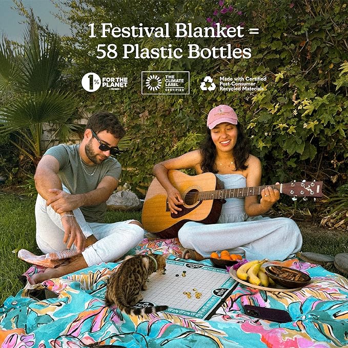 Nomadix Festival Blanket - Perfect for Picnics, Camping, & Lawn Seating - Plush Top & Water