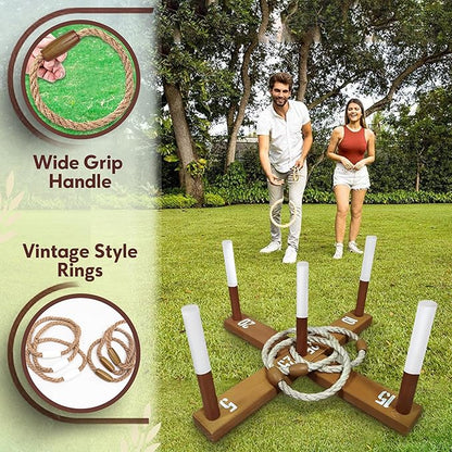 Outdoor Ring Toss Game for Adults - Perfect Lawn and Backyard Game for Adults and Family - Outdoor
