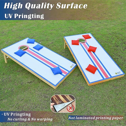 Cornhole Board Set 4FTx2FT Solid Wood Regulation Size Cornhole Set Includes 8 Cornhole Bags for