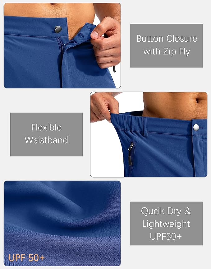 Pudolla Men's Hiking Cargo Shorts 9" Lightweight Outdoor Work Shorts for Men Travel Golf Camping