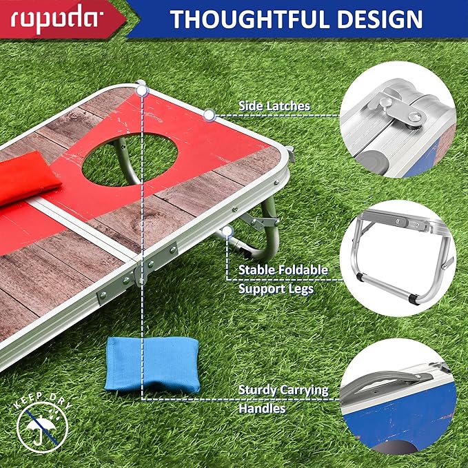 ROPODA Portable Cornhole Board Set,24 x 16 in Corn Hole Games for Adults with 8 Bean Bags