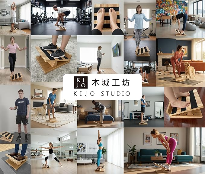 KIJO Studio Professional Wooden Calf Stretcher Slant Board 500 lbs Weight Capacity 16-Angle