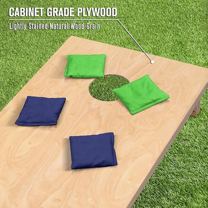 GoSports Regulation Size Wooden Cornhole Set with Natural Wood Finish - Includes Carrying Case