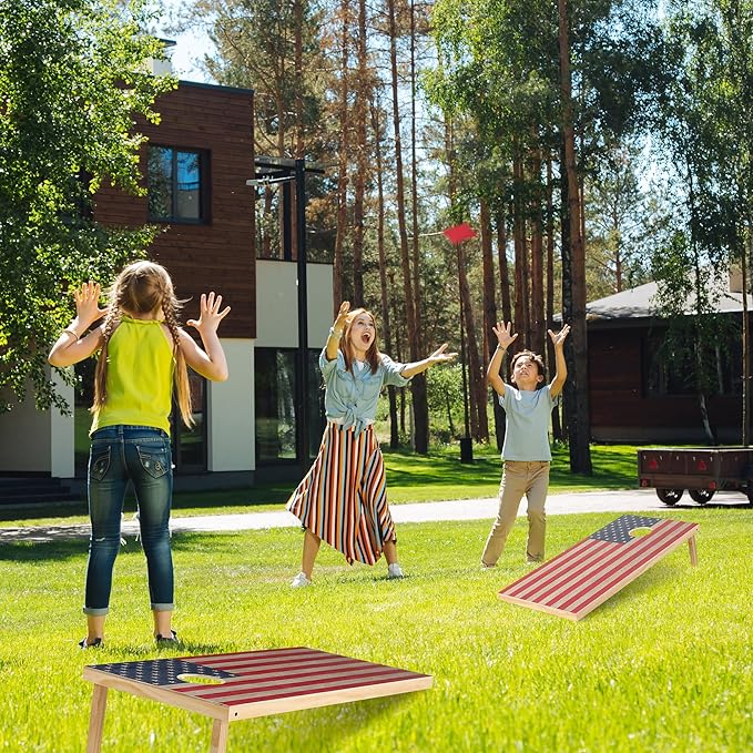 4 x 2 ft Solid Wood Cornhole Board Set with 8 Bean Bags and Carrying Bag, Premium Toss Game for