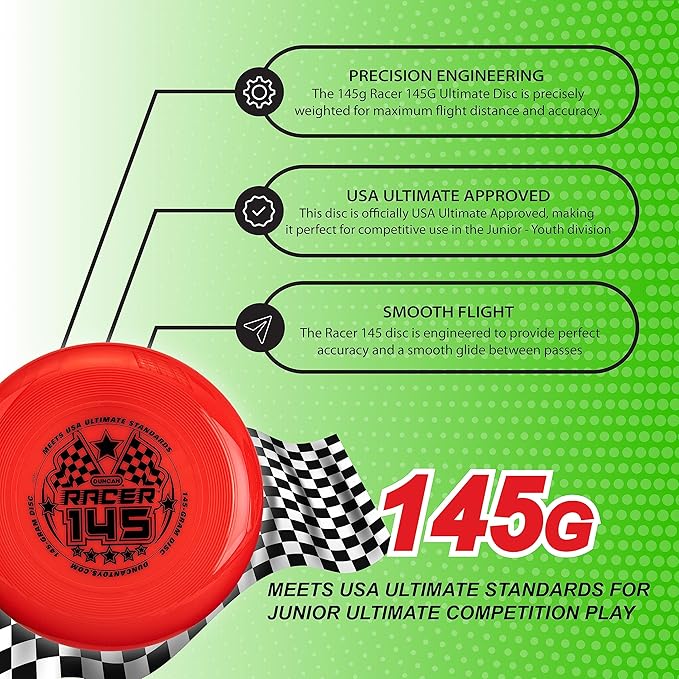 Duncan Racer 145G Weighted Flying Disc - Ultimate Disc for Junior Division, Best for Beach and